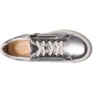 Clarks Metallic Silver Lace-Up Zip Sneaker